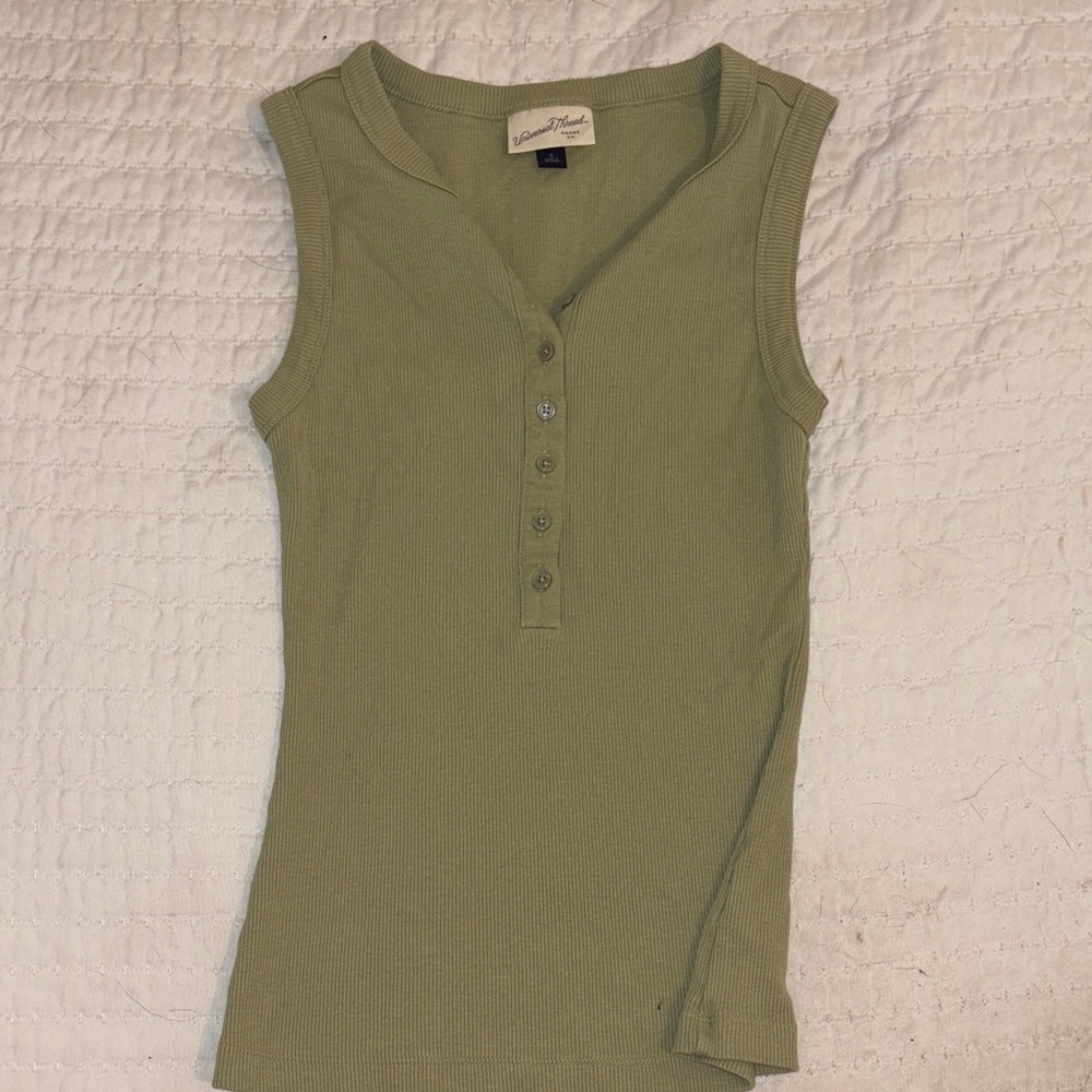 Universal Thread Green Henley Tank Top